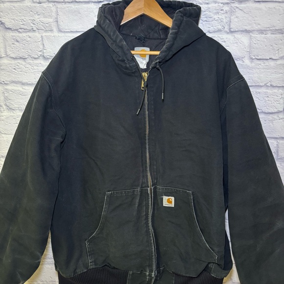 Carhartt Other - Carhartt Jacket Mens 2XL Tall Black J140 Loose Fit Quilted Hooded Duck Work